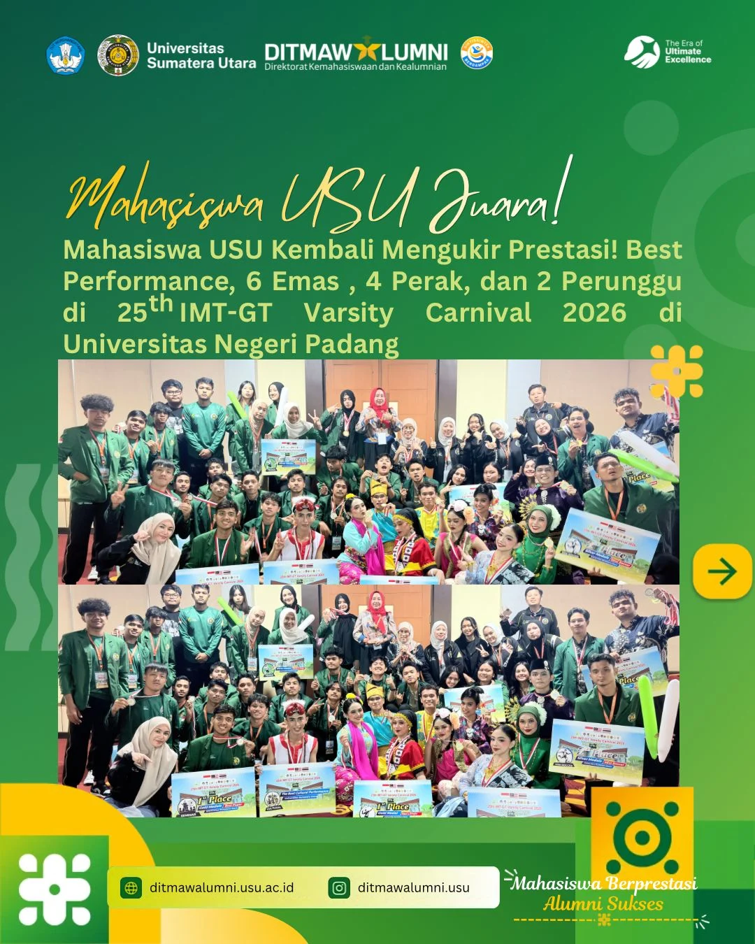 USU Students Shine Again, Winning Best Performance, 6 Gold, 4 Silver, and 2 Bronze Medals at the 25th IMT-GT Varsity Carnival 2026